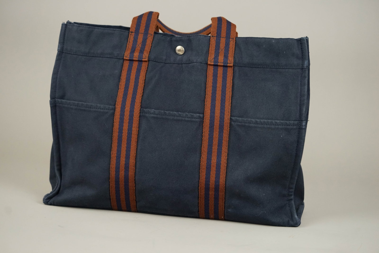 HERMES MM TOTE BAG CANVAS TWO-TONE - 7