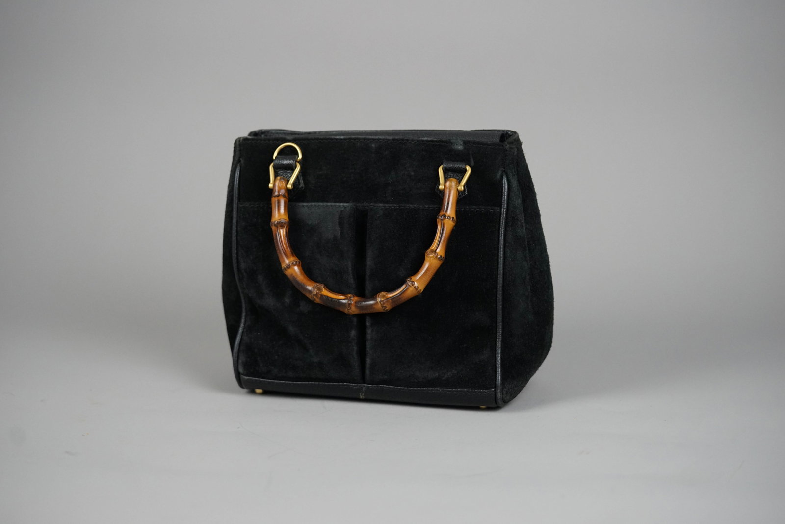 GUCCI BAMBOO HANDBAG SUEDE 0316 BLACK - 3