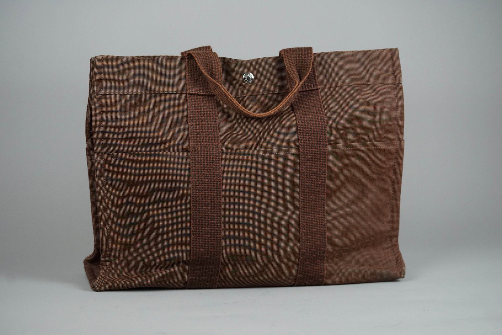 HERMES YALE LINE MM TOTE BAG CANVAS BROWN - 2