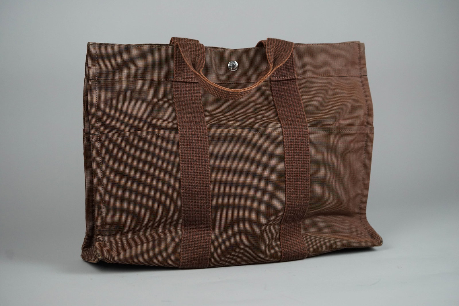 HERMES YALE LINE MM TOTE BAG CANVAS BROWN - 6