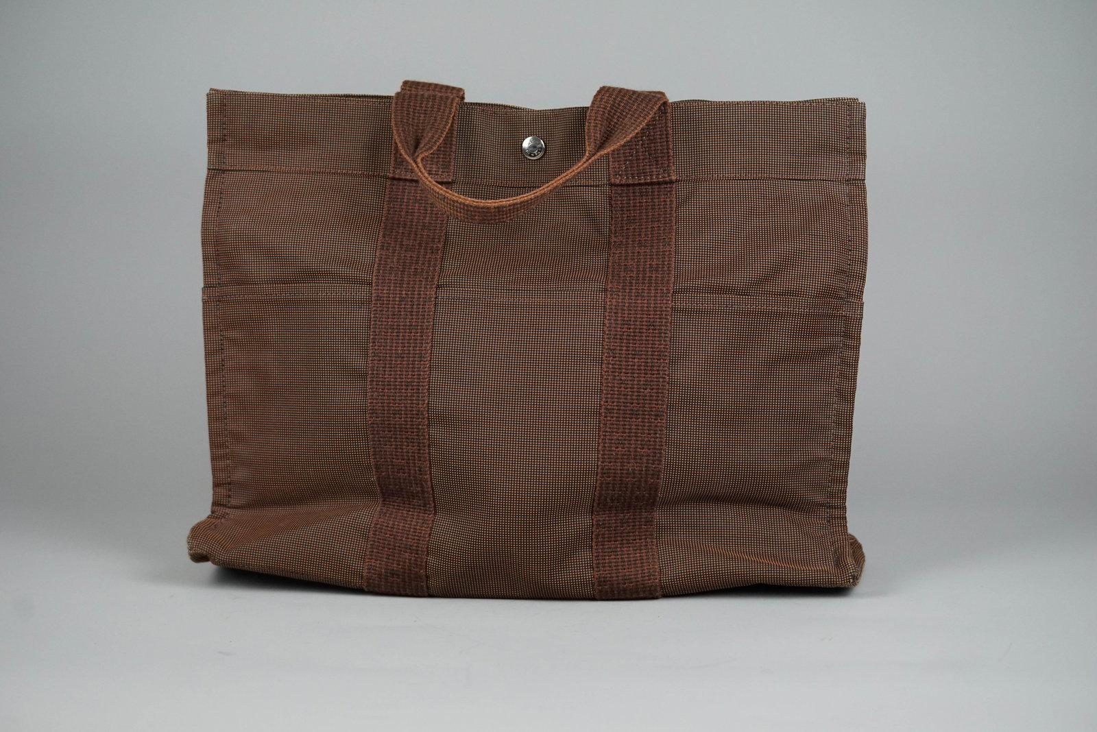 HERMES YALE LINE MM TOTE BAG CANVAS BROWN - 7