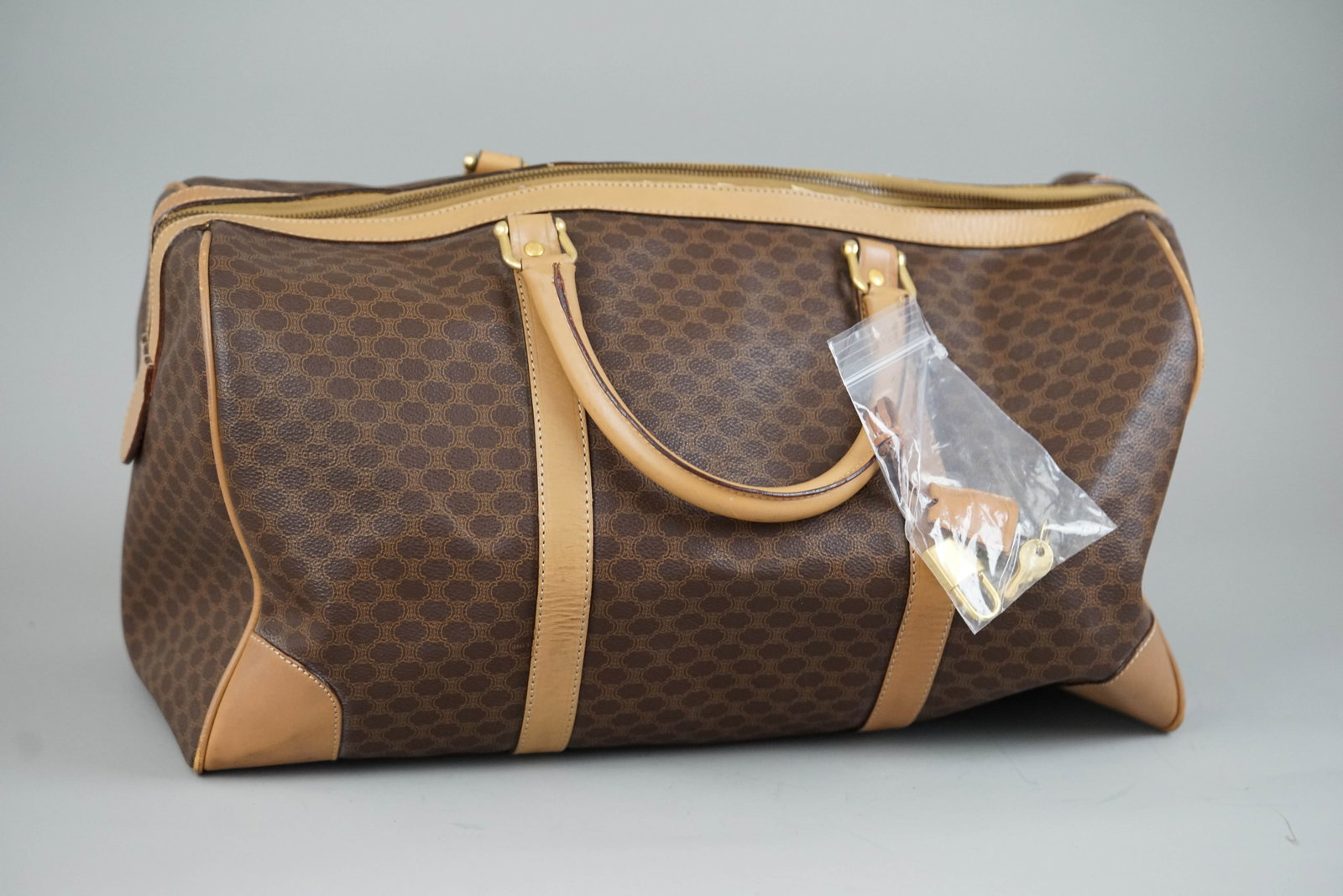 CELINE MACADAM BOSTON BAG BROWN CADENAS KEYS CROCHETTE - 6