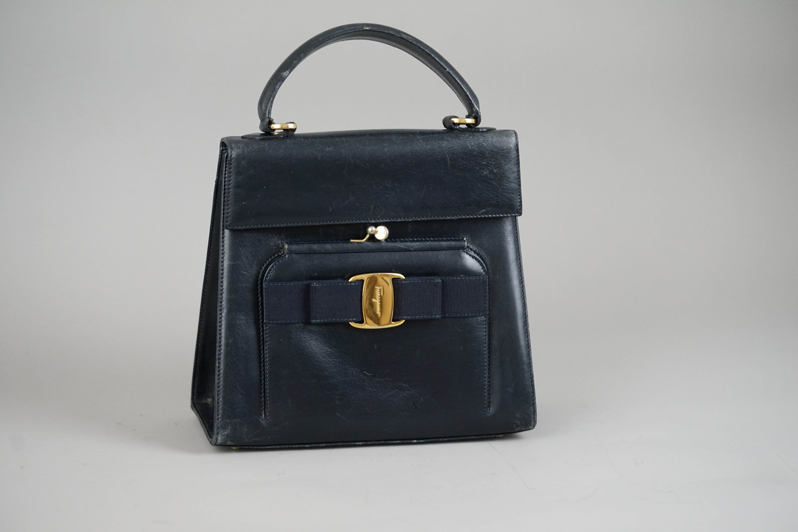 SALVATORE FERRAGAMO VARA HANDBAG LEATHER NAVY - 3