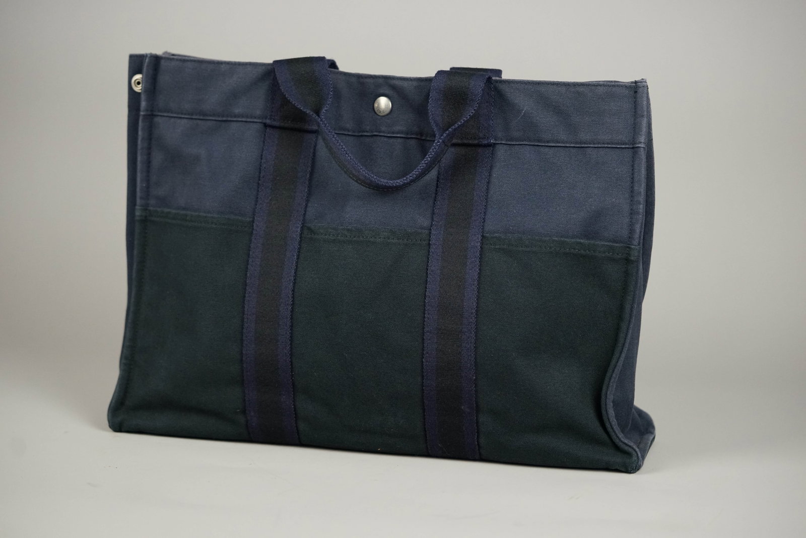 HERMES MM TOTE BAG CANVAS TWO-TONE - 7