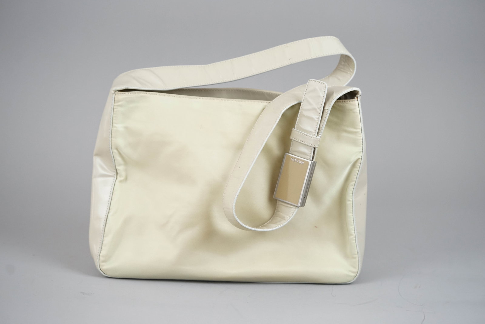 PRADA SHOULDER BAG NYLON LEATHER BEIGE - 5