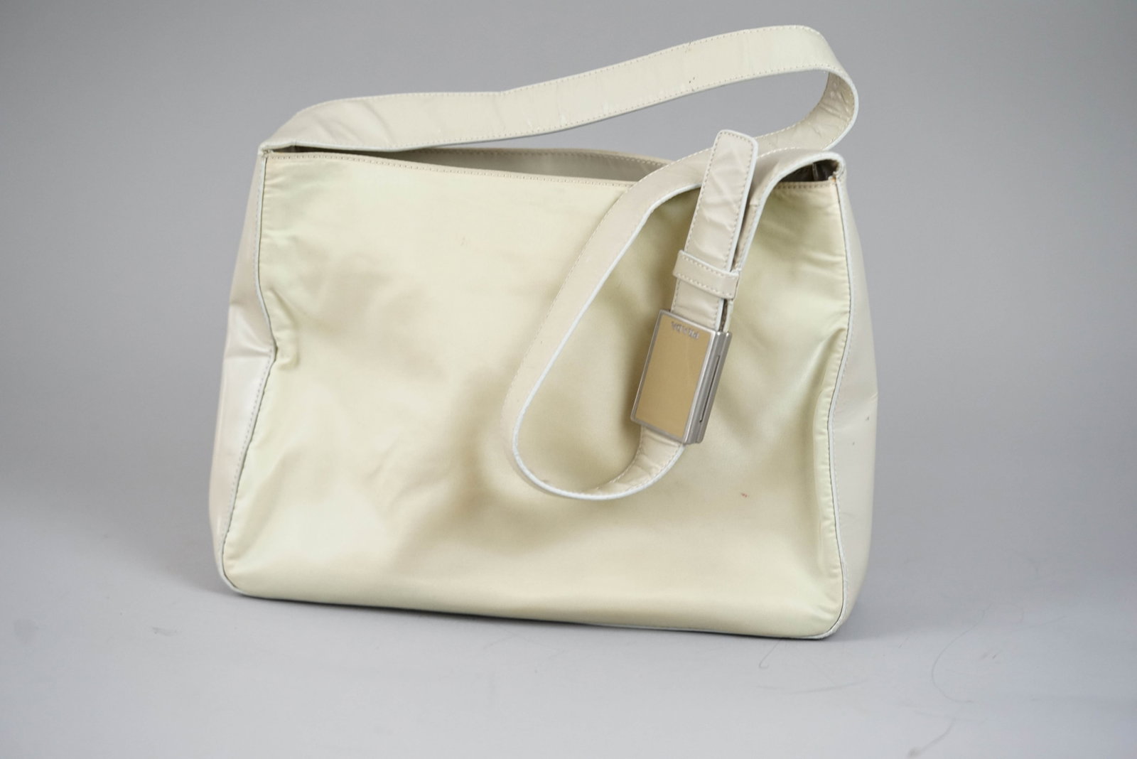 PRADA SHOULDER BAG NYLON LEATHER BEIGE - 7