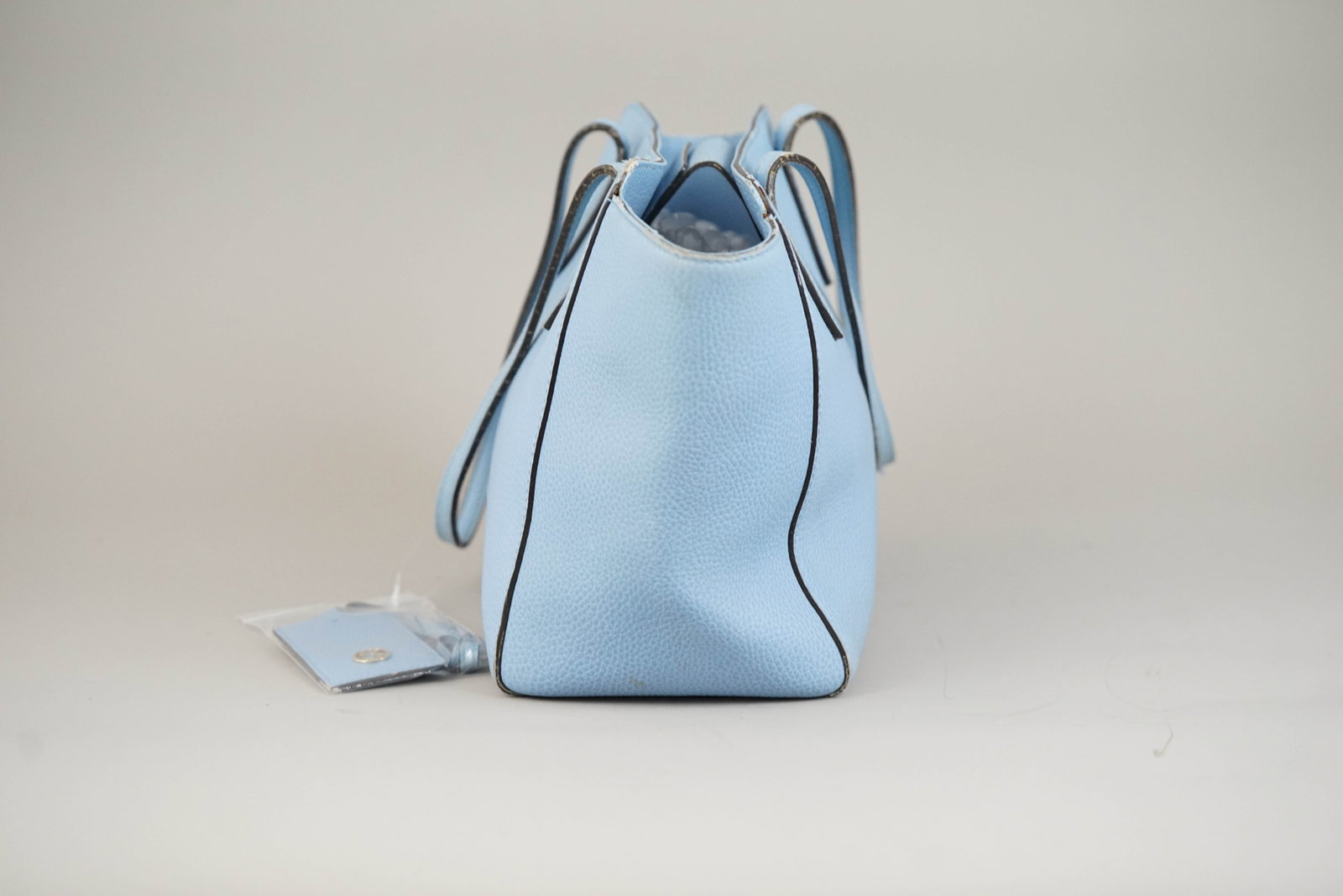 GUCCI SWING TOTE BAG LEATHER 520980 BLUE NAME TAG - 4