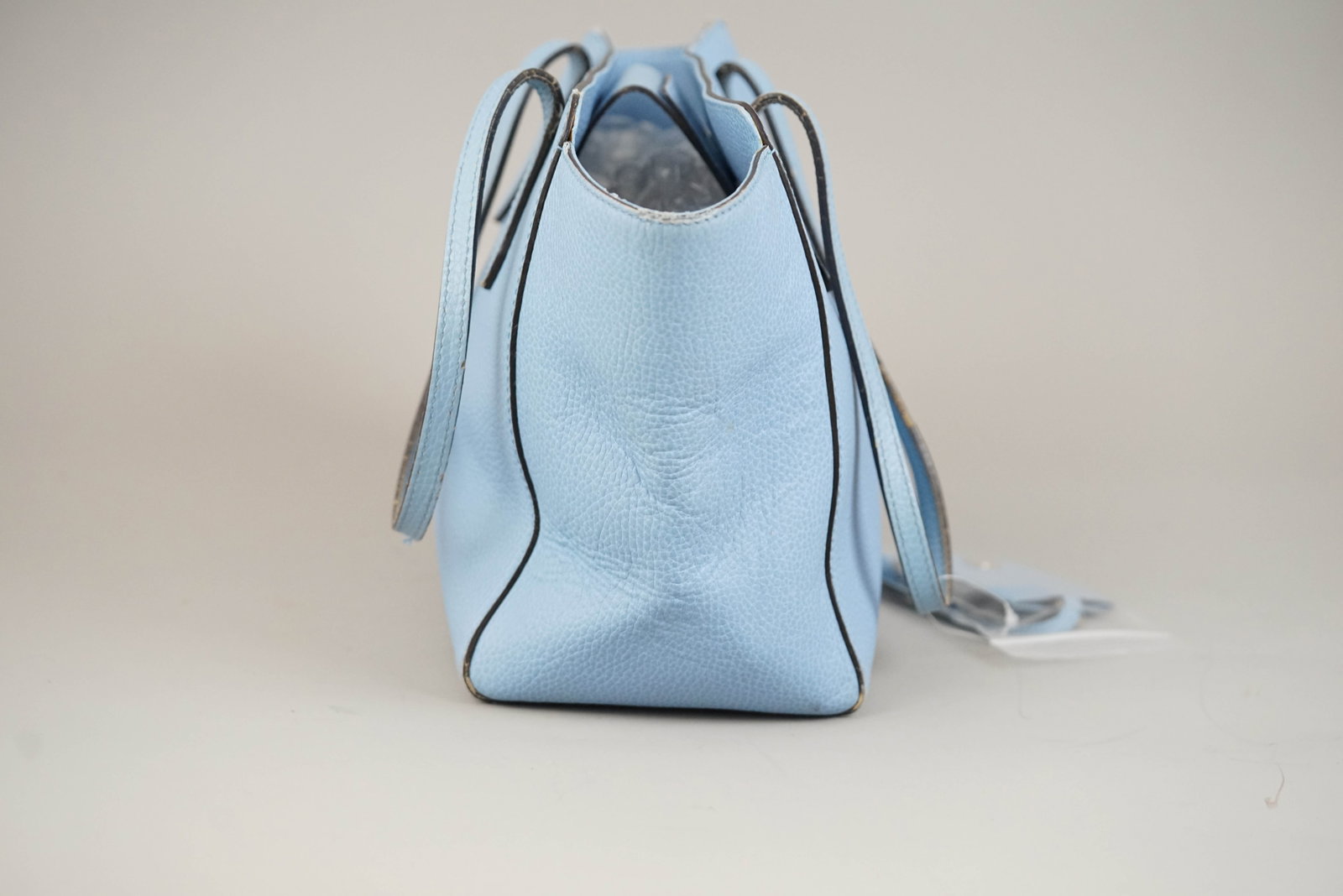 GUCCI SWING TOTE BAG LEATHER 520980 BLUE NAME TAG - 6