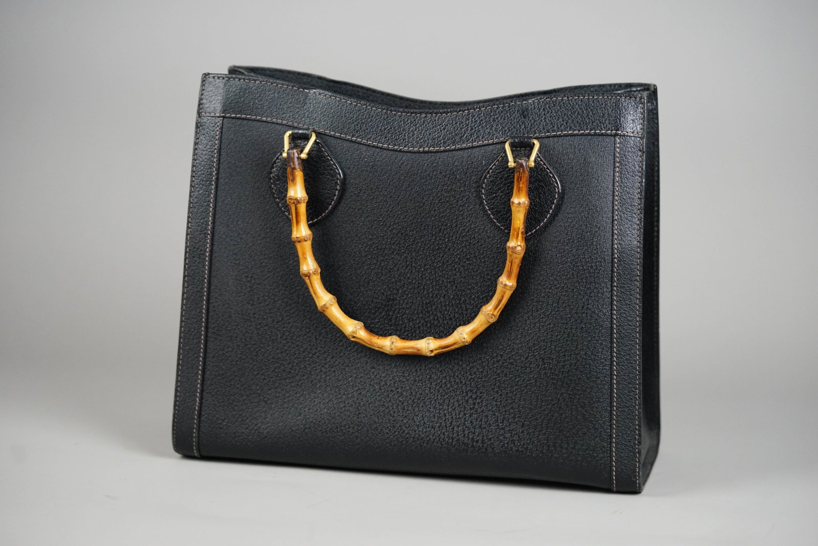 GUCCI BAMBOO HANDBAG LEATHER 0260 BLACK - 2