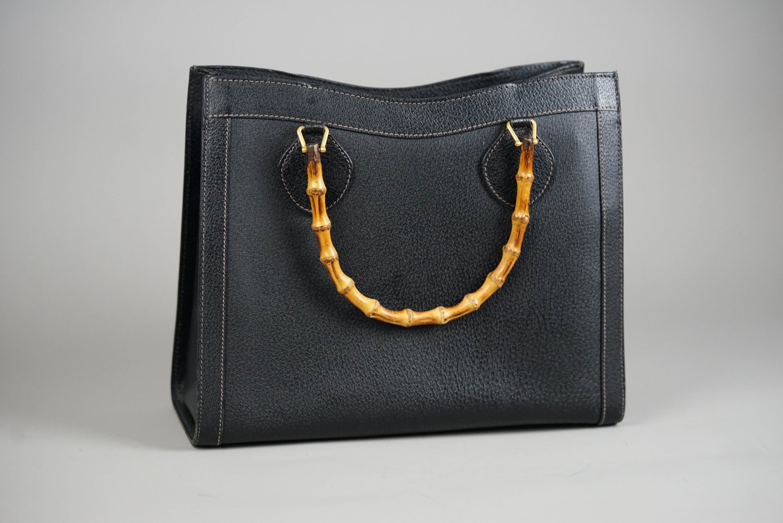 GUCCI BAMBOO HANDBAG LEATHER 0260 BLACK - 3