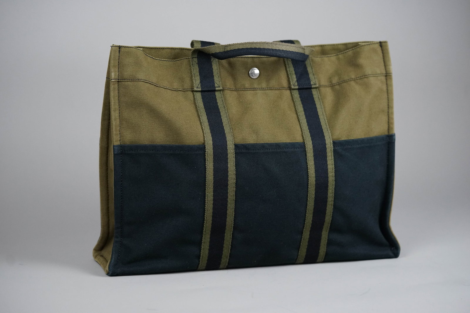 HERMES MM TOTE BAG CANVAS TWO-TONE - 2