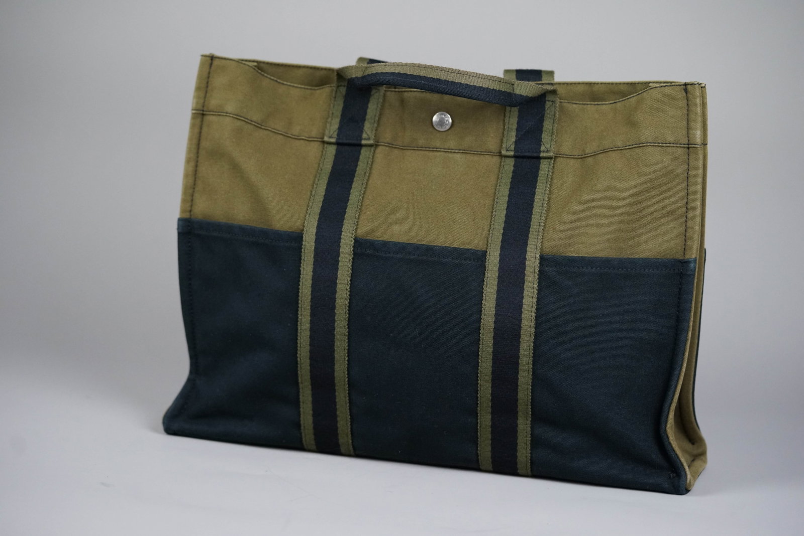 HERMES MM TOTE BAG CANVAS TWO-TONE - 3