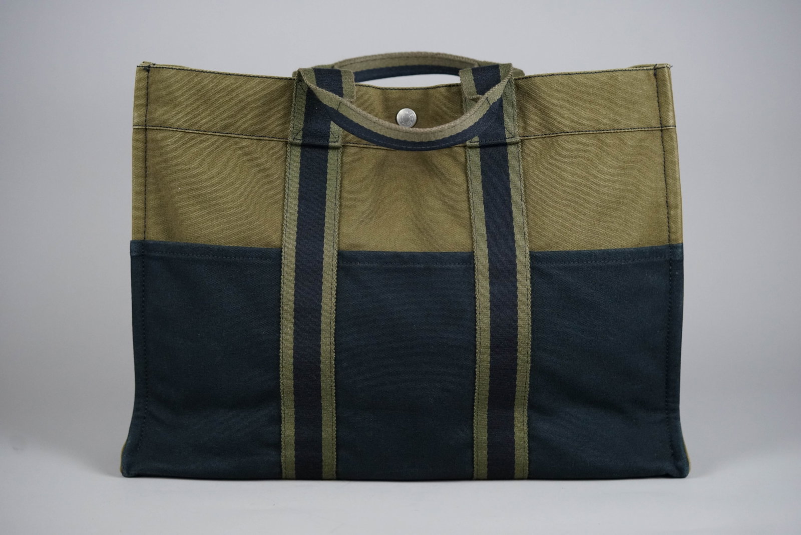 HERMES MM TOTE BAG CANVAS TWO-TONE - 5