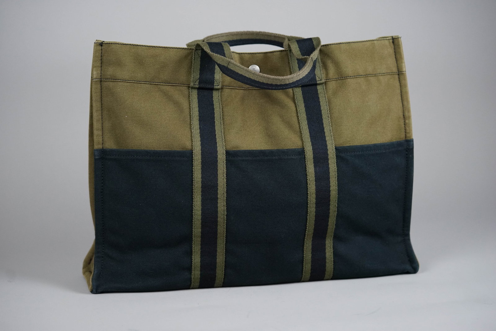 HERMES MM TOTE BAG CANVAS TWO-TONE - 6