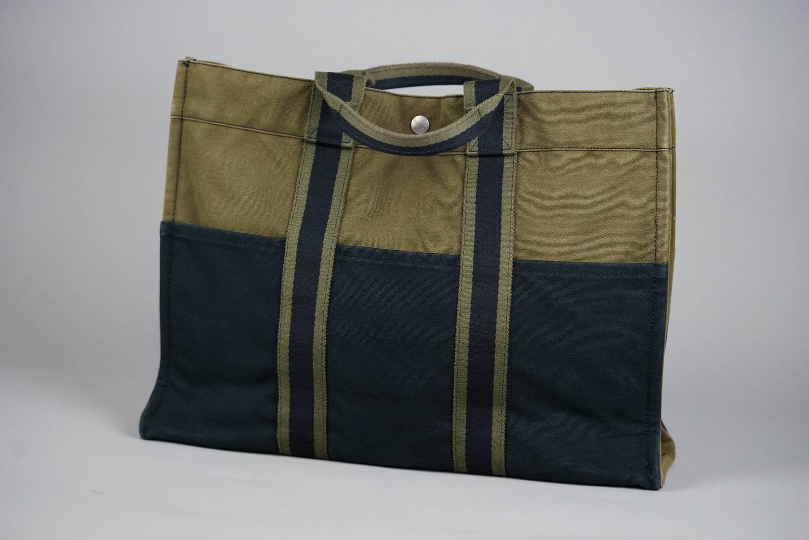 HERMES MM TOTE BAG CANVAS TWO-TONE - 7