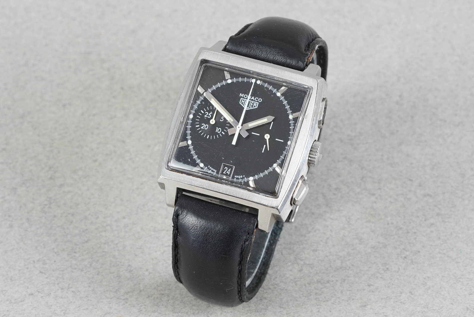 TAG HEUER MONACO AUTOMATIC CHRONOGRAPH REF. CS2110 4119/5000: TAG HEUER MONACO AUTOMATIC CHRONOGRAPH REF. CS2110 4119/5000 DIAL: Square black twin register dial, date window, silver hour markers and hands CASE: 38mm stainless steel, Heuer crown, top pushers