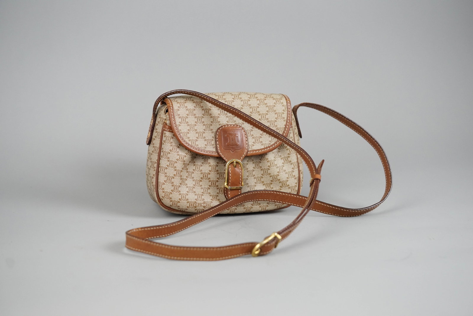 CELINE MACADAM SHOULDER BAG BEIGE - 2