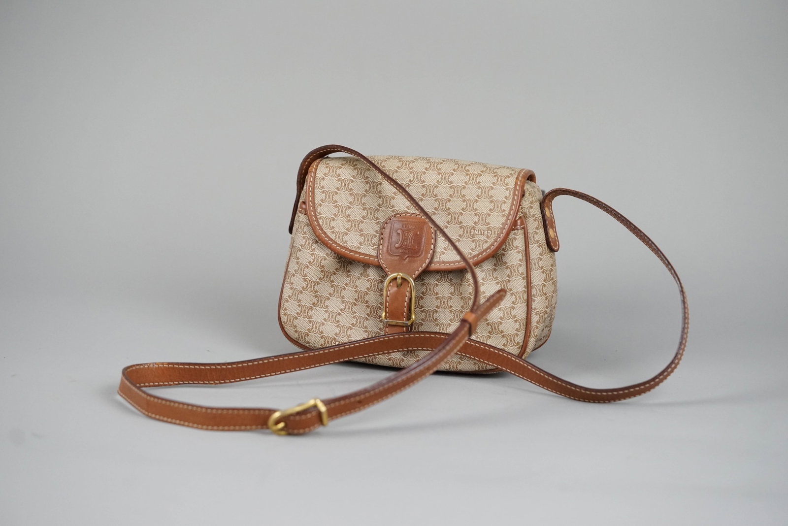 CELINE MACADAM SHOULDER BAG BEIGE - 3