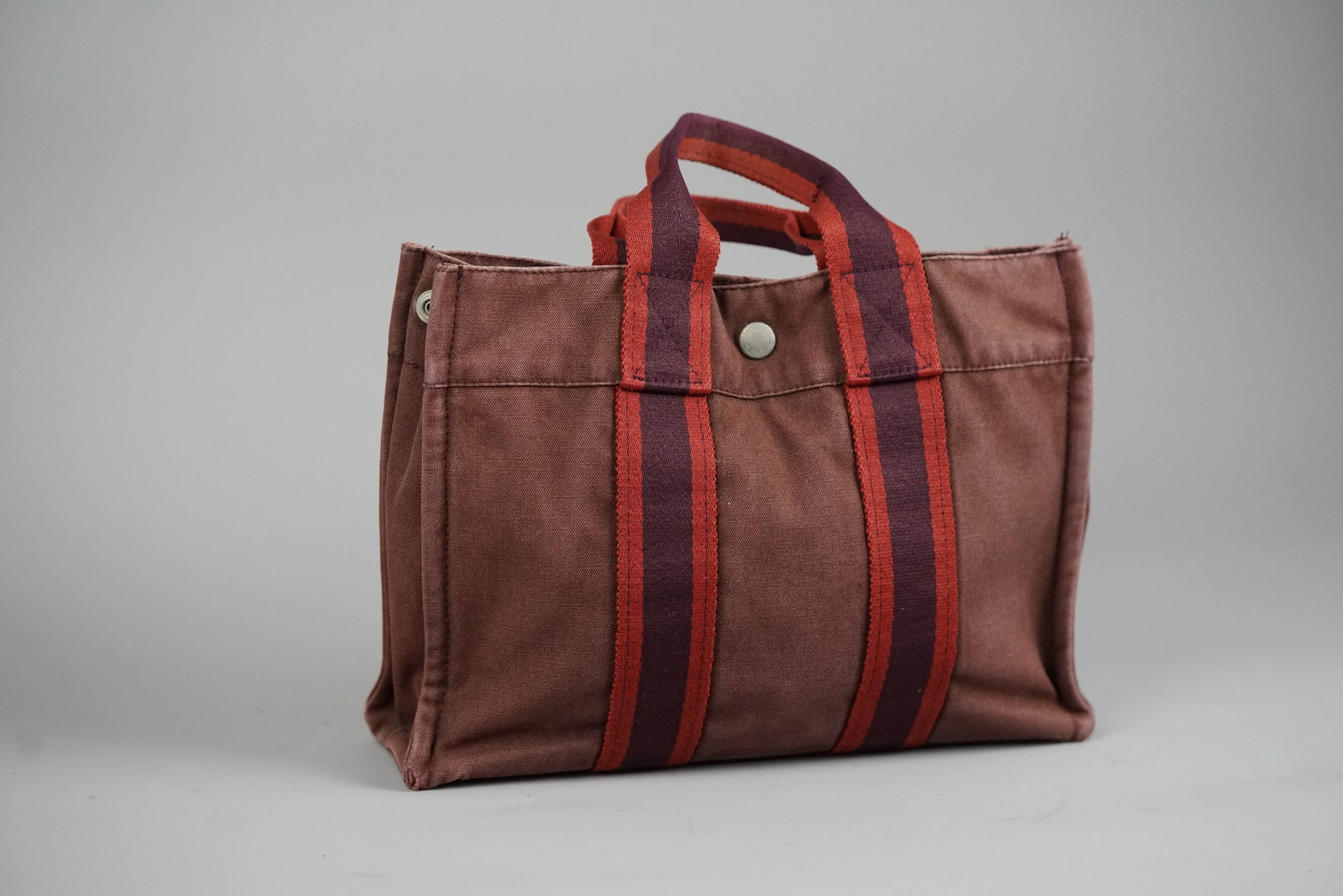 HERMES PM HANDBAG CANVAS BORDEAUX - 2