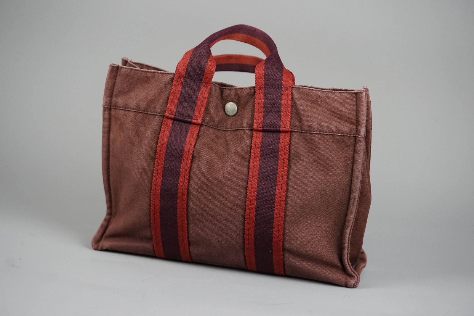 HERMES PM HANDBAG CANVAS BORDEAUX - 3