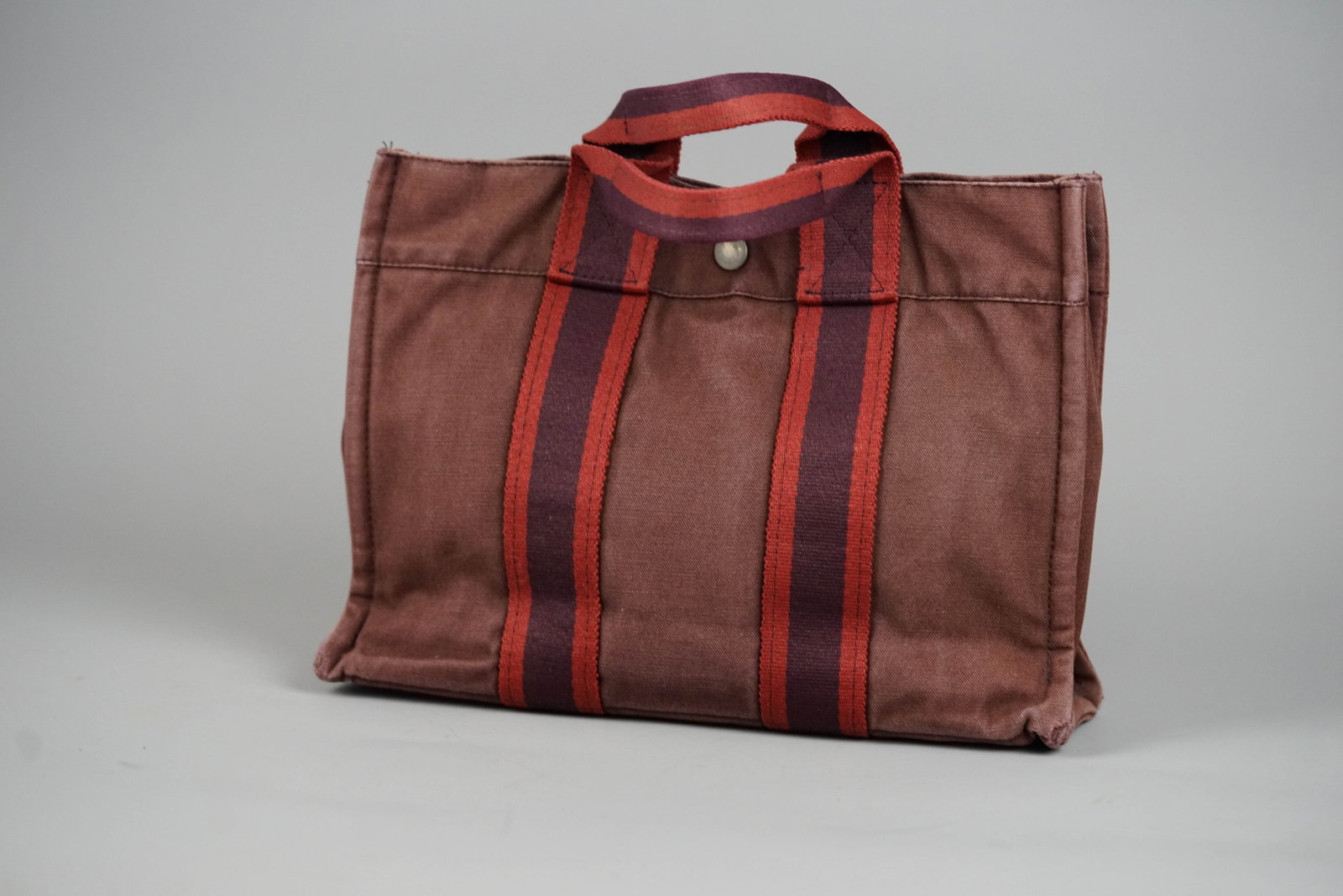 HERMES PM HANDBAG CANVAS BORDEAUX - 7