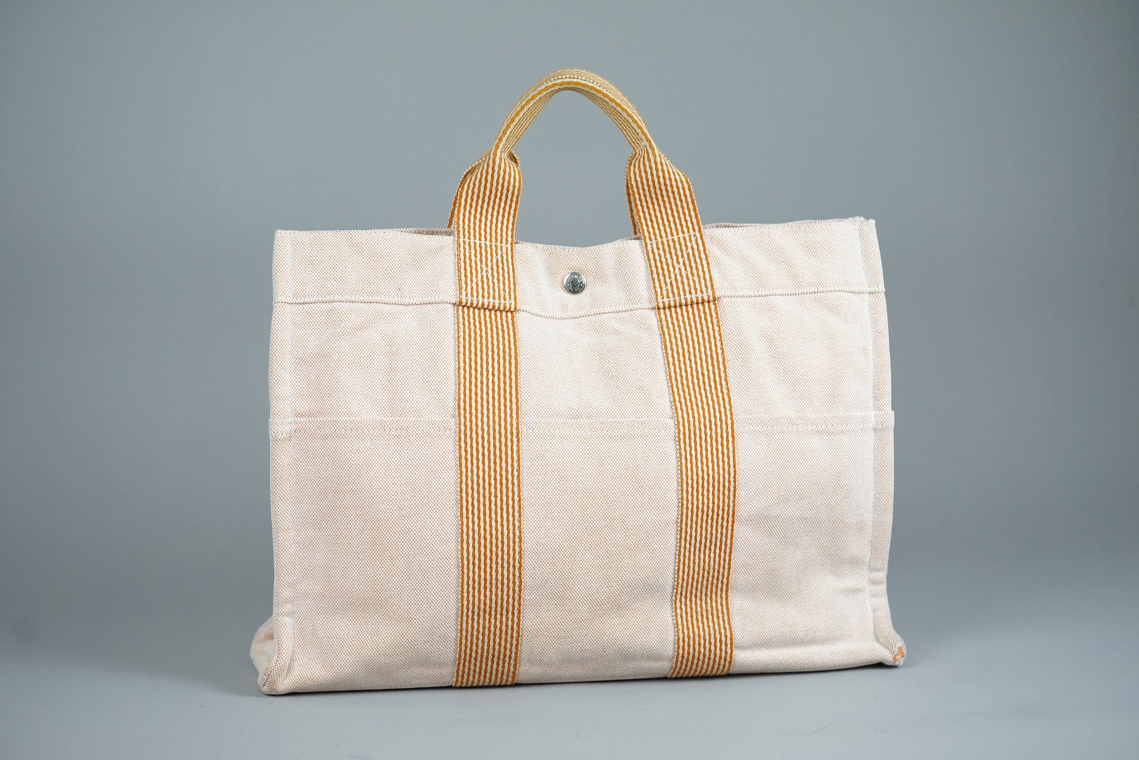 HERMES NEW MM TOTE BAG CANVAS ORANGE - 2