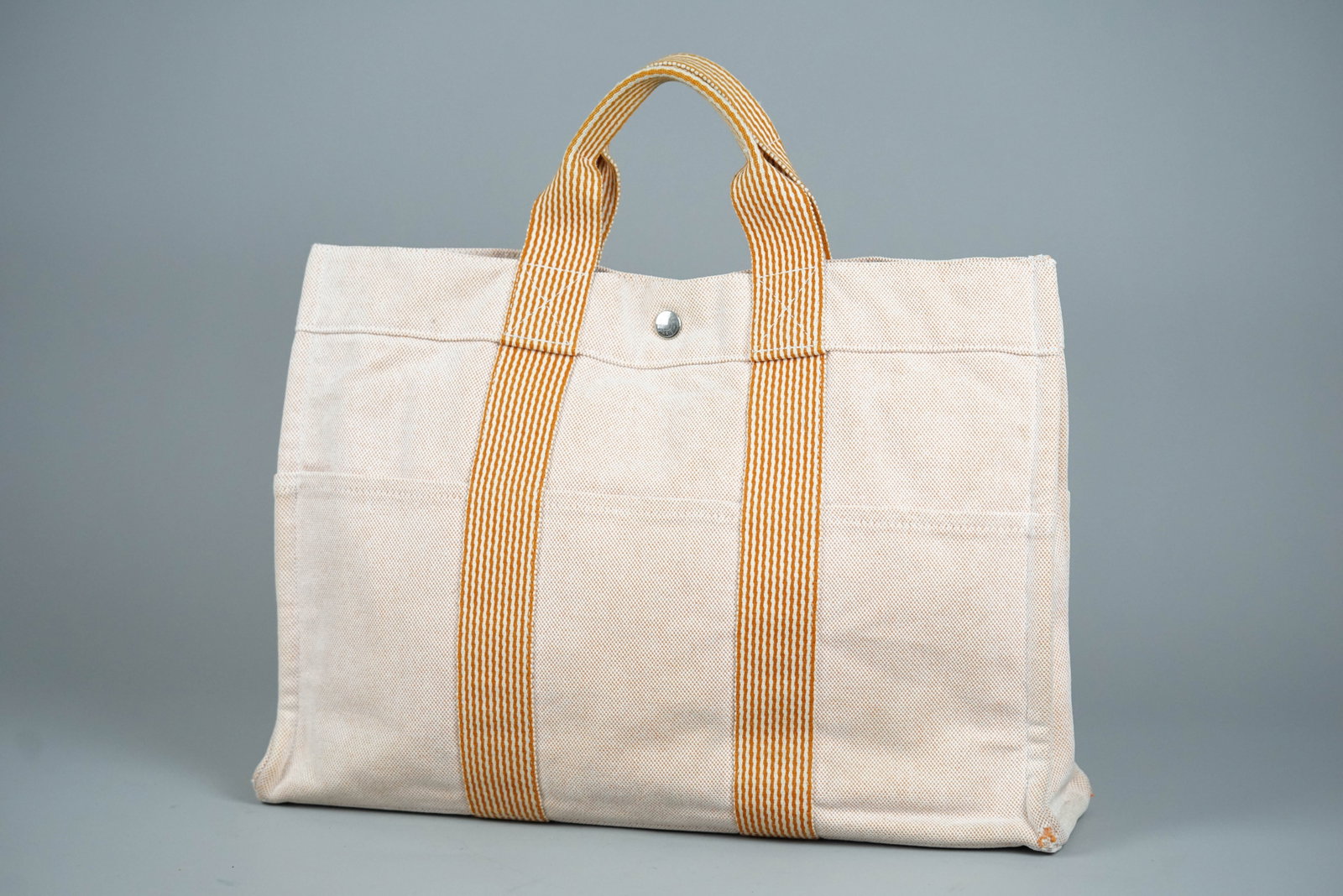 HERMES NEW MM TOTE BAG CANVAS ORANGE - 3