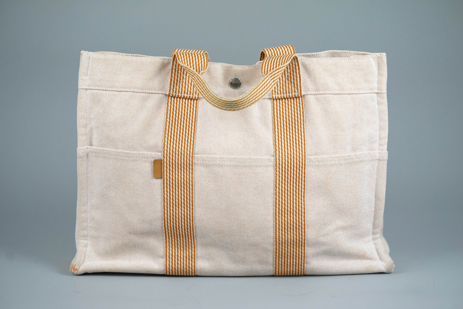 HERMES NEW MM TOTE BAG CANVAS ORANGE - 5