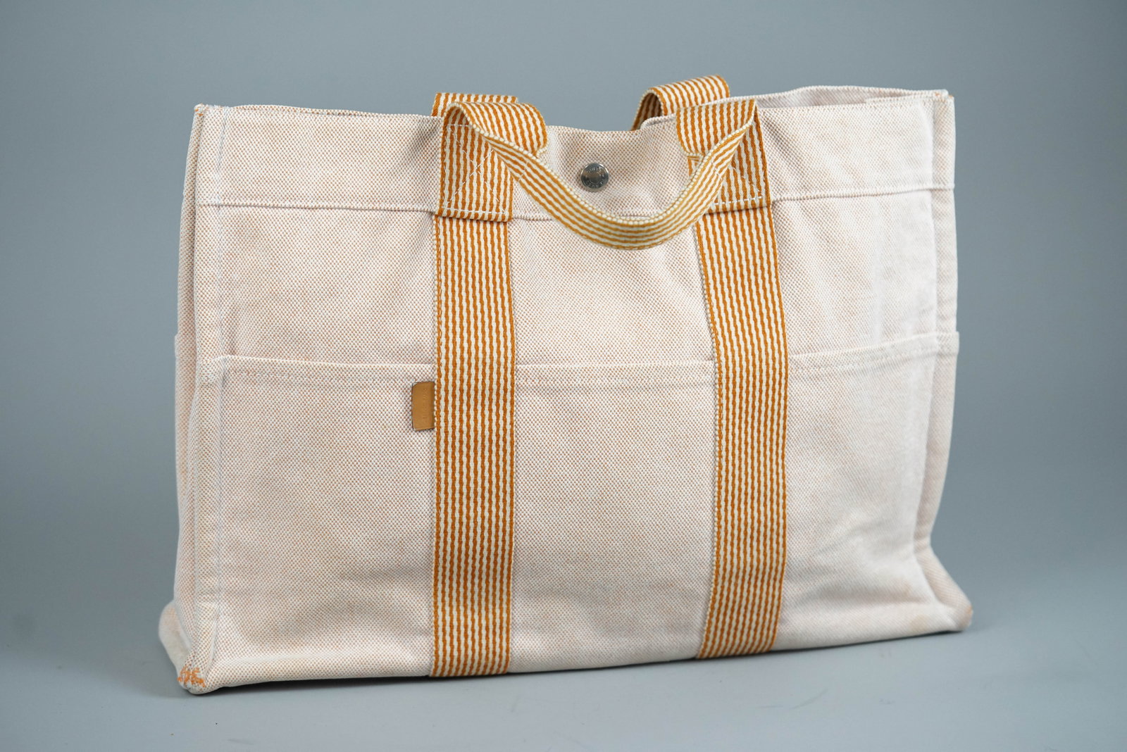 HERMES NEW MM TOTE BAG CANVAS ORANGE - 6