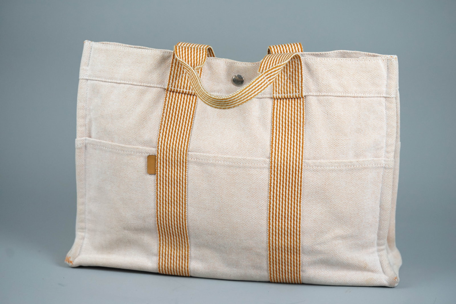 HERMES NEW MM TOTE BAG CANVAS ORANGE - 7