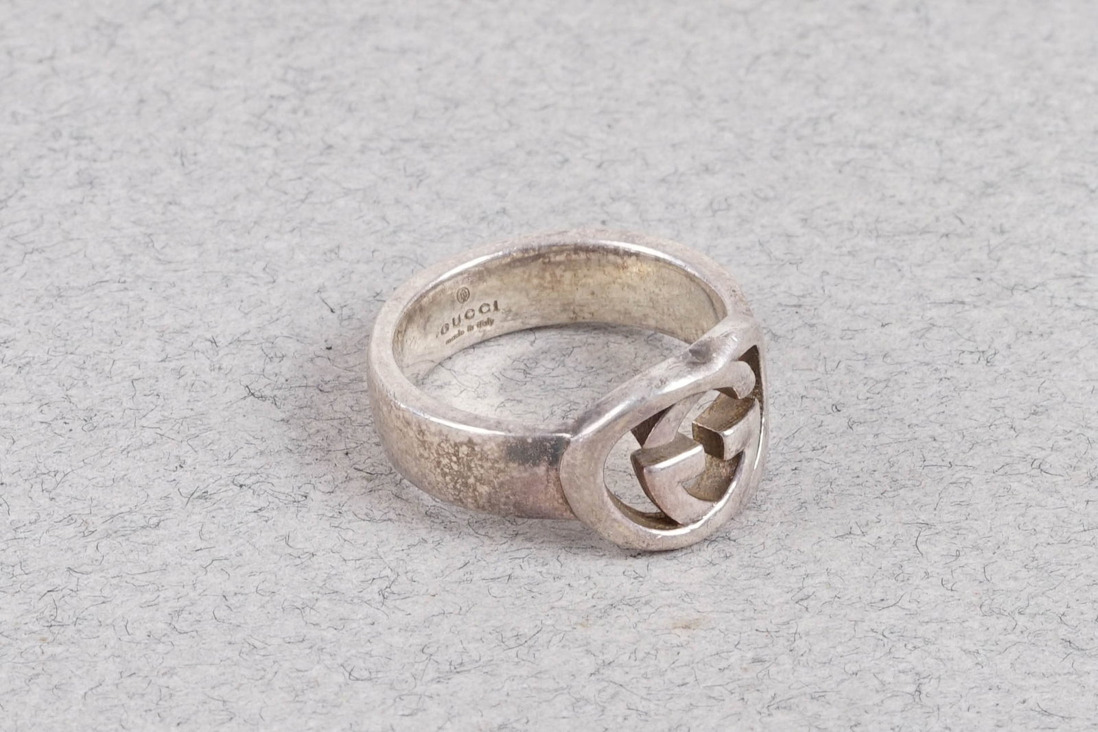 GUCCI 925 STERLING SILVER GG INTERLOCKING RING - 4