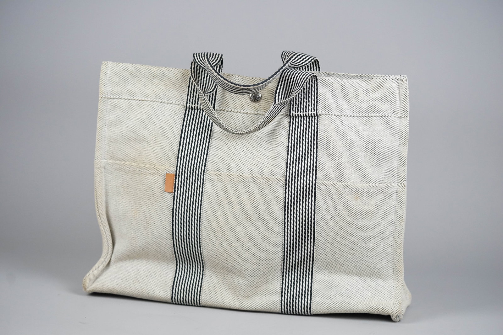 HERMES MM TOTE BAG CANVAS TWO-TONE - 3