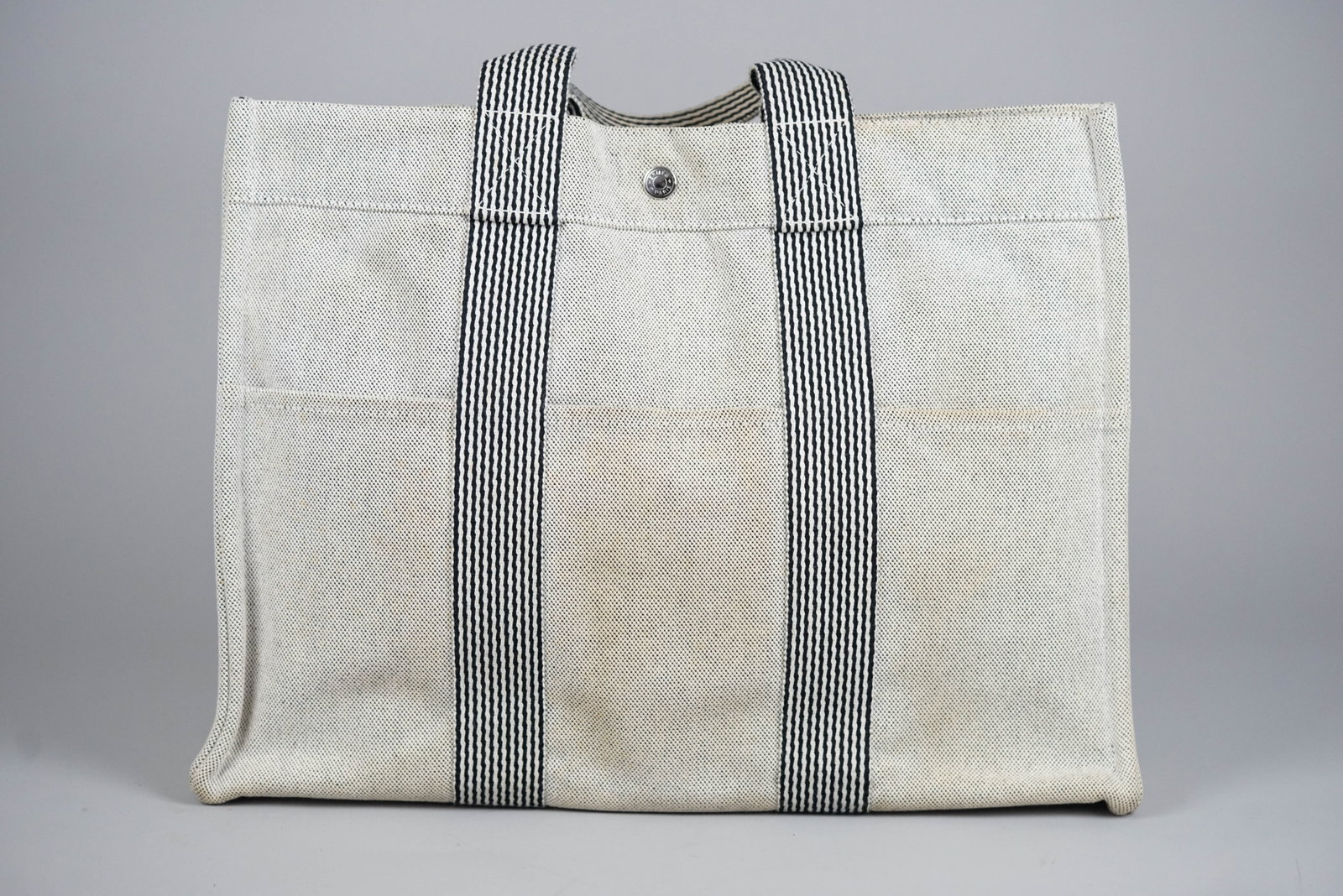 HERMES MM TOTE BAG CANVAS TWO-TONE - 5