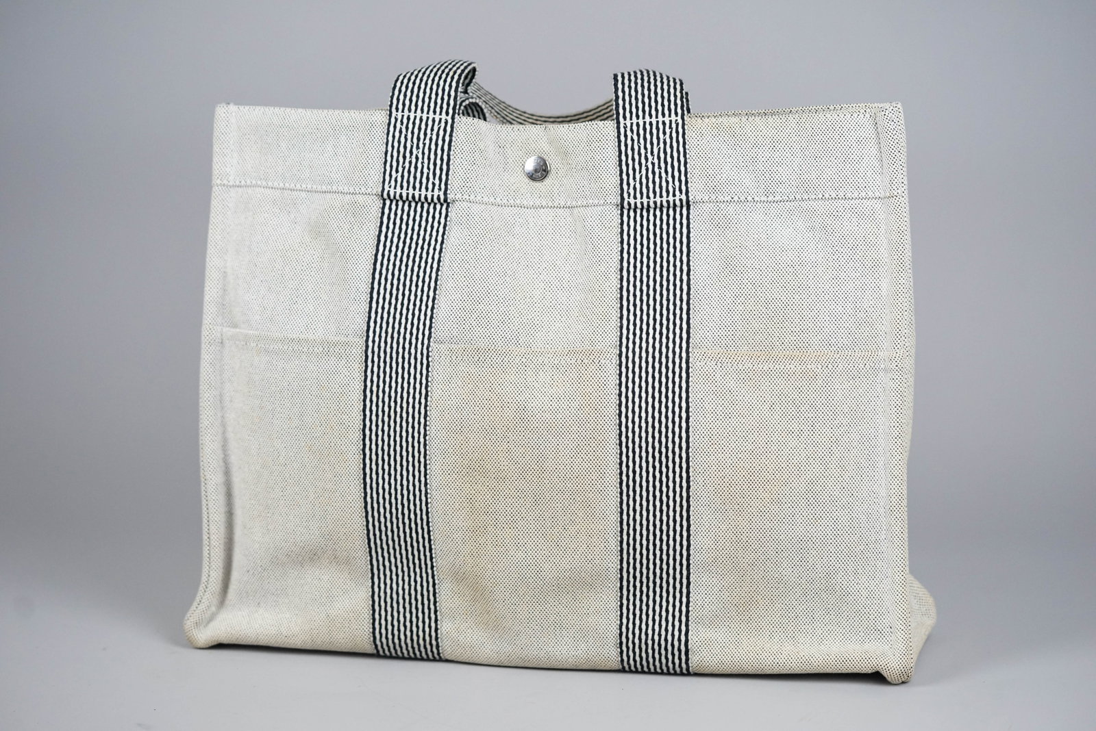 HERMES MM TOTE BAG CANVAS TWO-TONE - 7