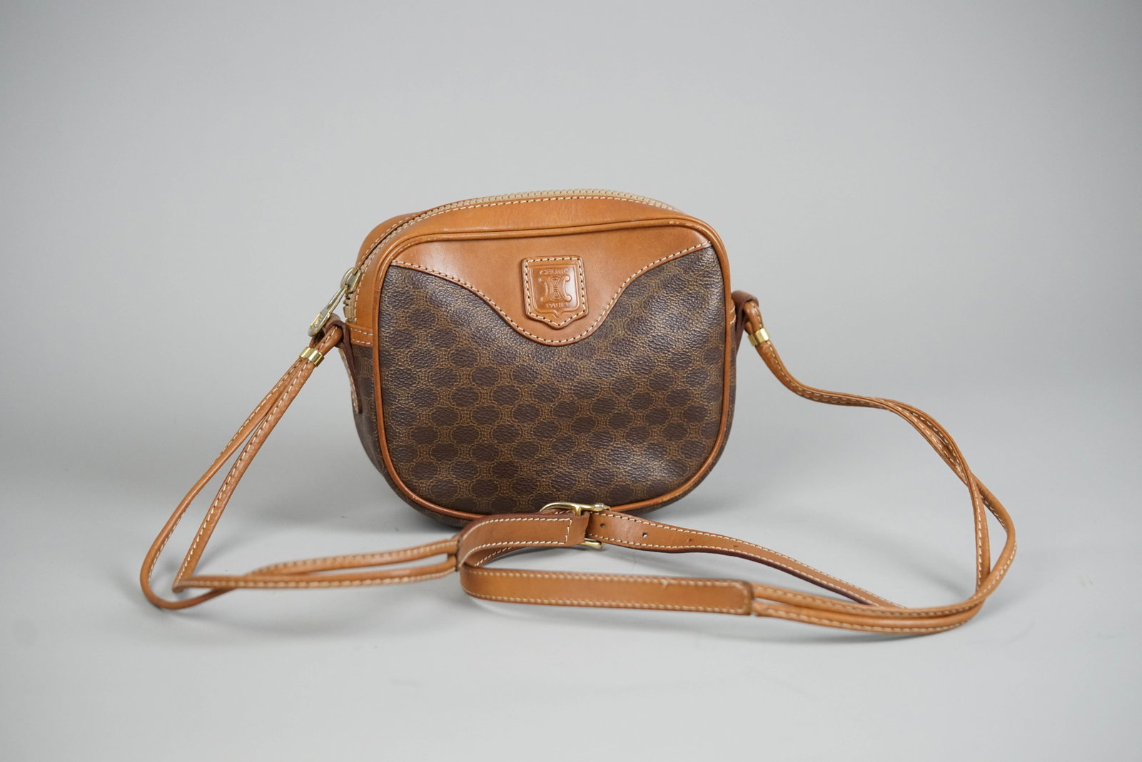 CELINE MACADAM SHOULDER BAG BROWN - 2