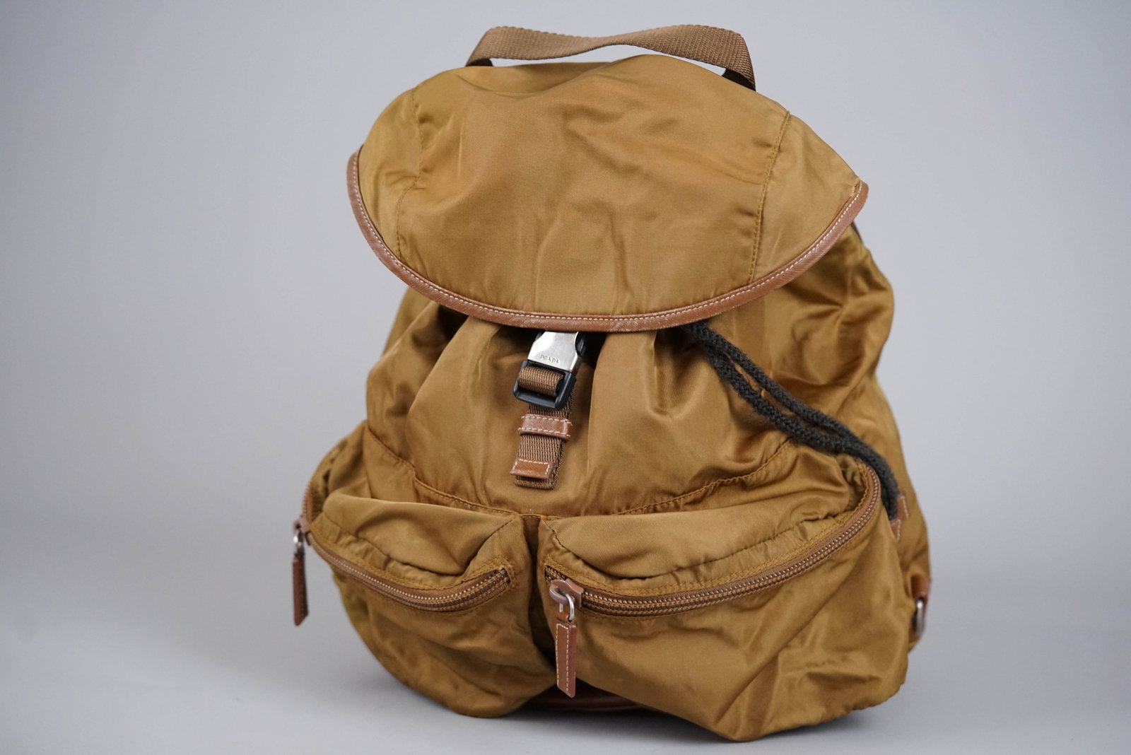 PRADA KHAKI/LIGHT BROWN NYLON BACKPACK - 3