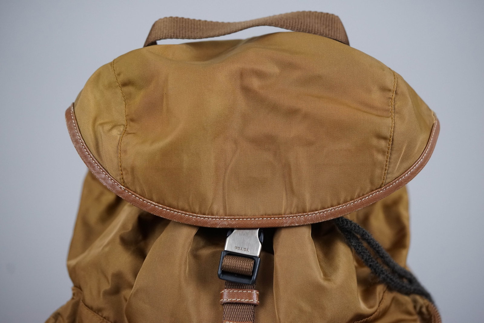 PRADA KHAKI/LIGHT BROWN NYLON BACKPACK - 4