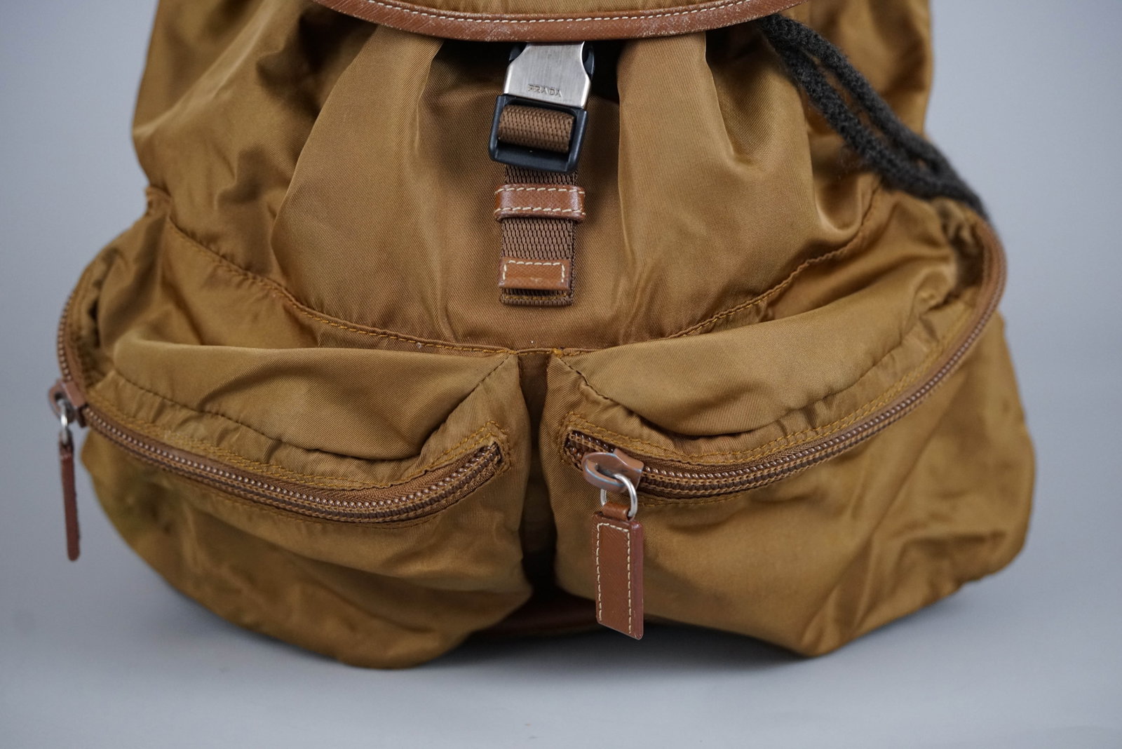 PRADA KHAKI/LIGHT BROWN NYLON BACKPACK - 5