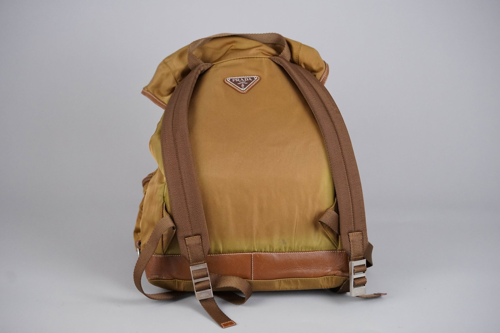 PRADA KHAKI/LIGHT BROWN NYLON BACKPACK - 6