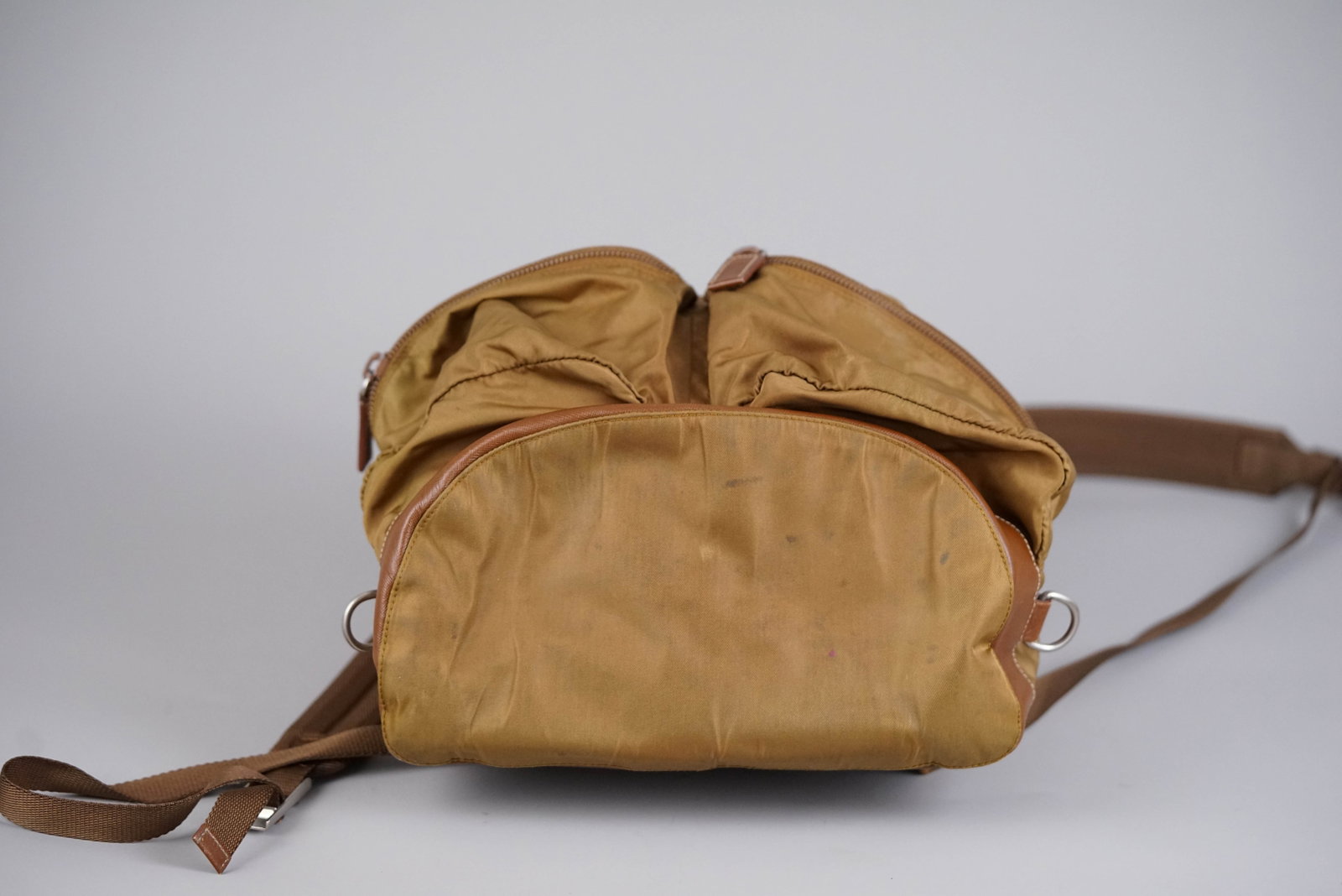 PRADA KHAKI/LIGHT BROWN NYLON BACKPACK - 9
