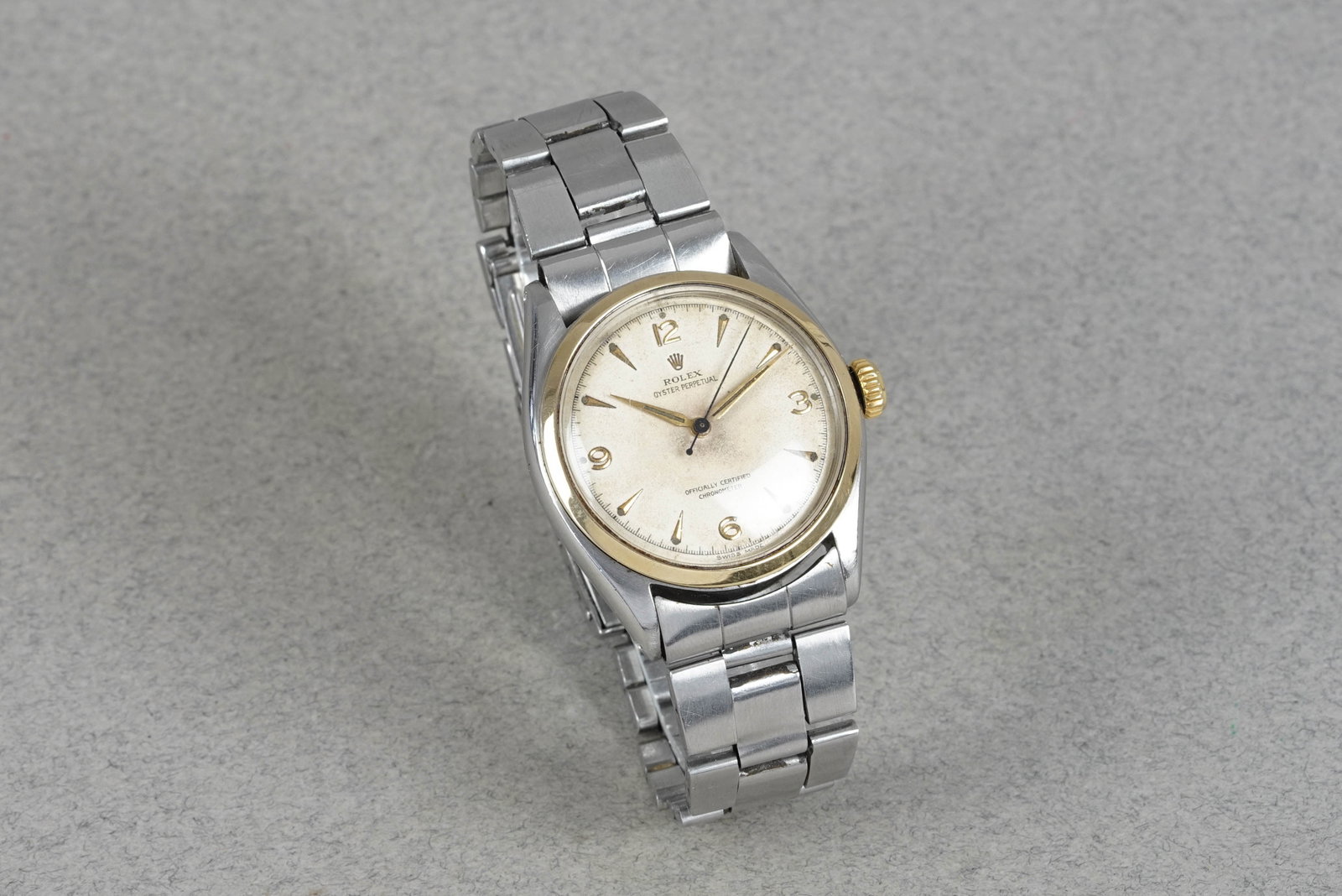 ROLEX OYSTER PERPETUAL STEEL & GOLD WRISTWATCH REF. 6084 CIRCA 1952 - 3