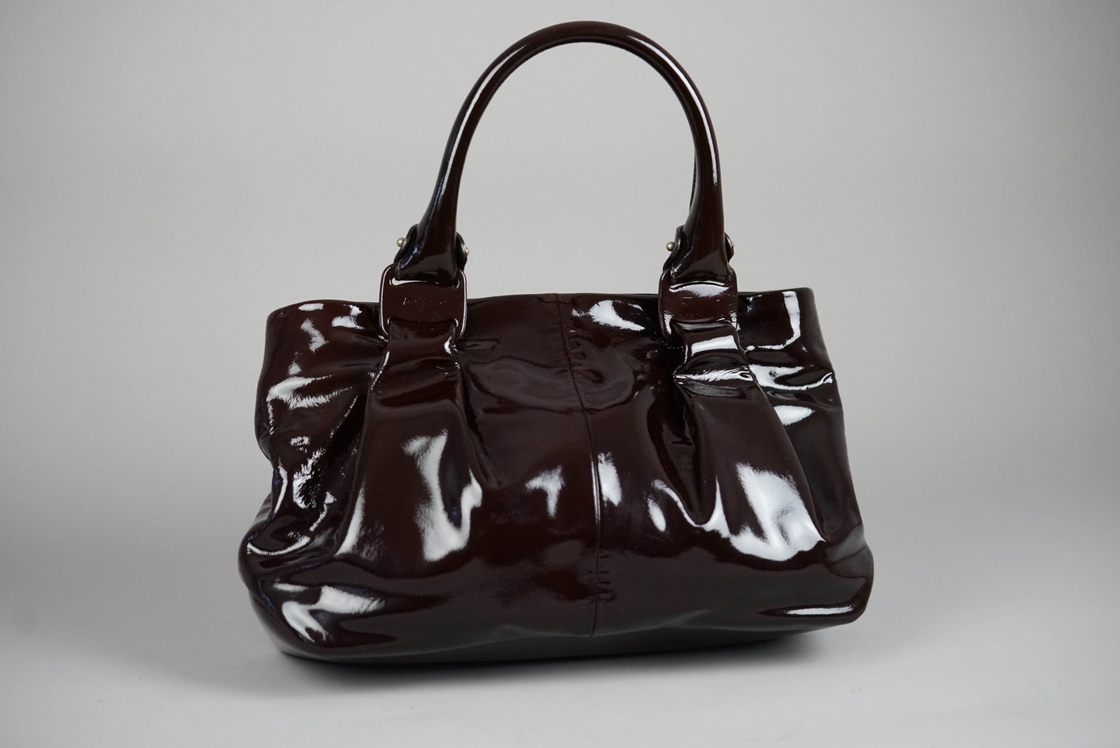 SALVATORE FERRAGAMO VARA HANDBAG ENAMEL BROWN - 7