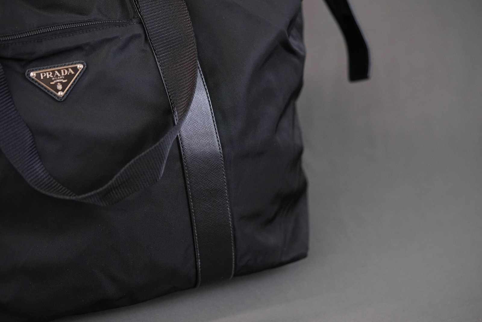 PRADA POCONO BLACK NYLON TOTE BAG - 5