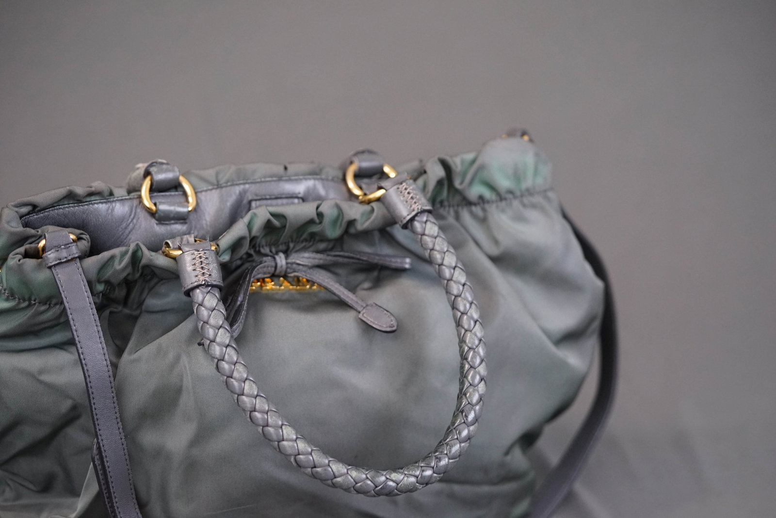 PRADA KHAKI NYLON HANDBAG - 5
