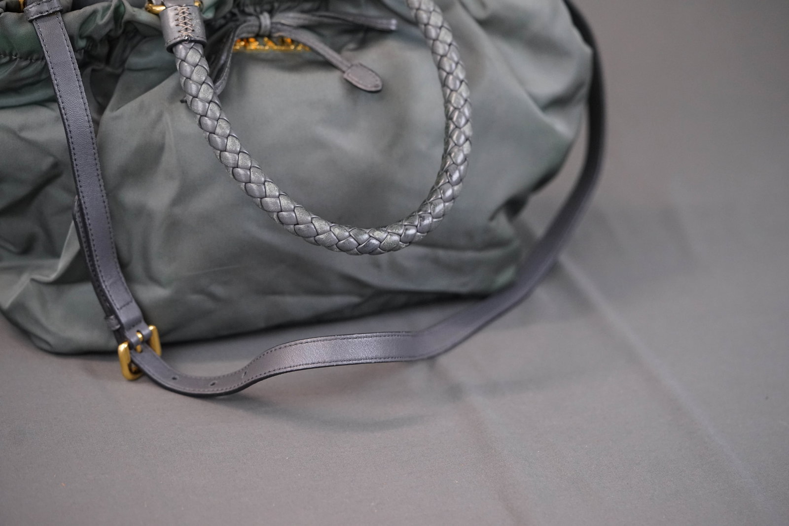 PRADA KHAKI NYLON HANDBAG - 6