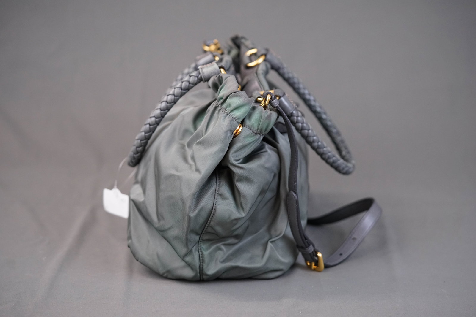 PRADA KHAKI NYLON HANDBAG - 9