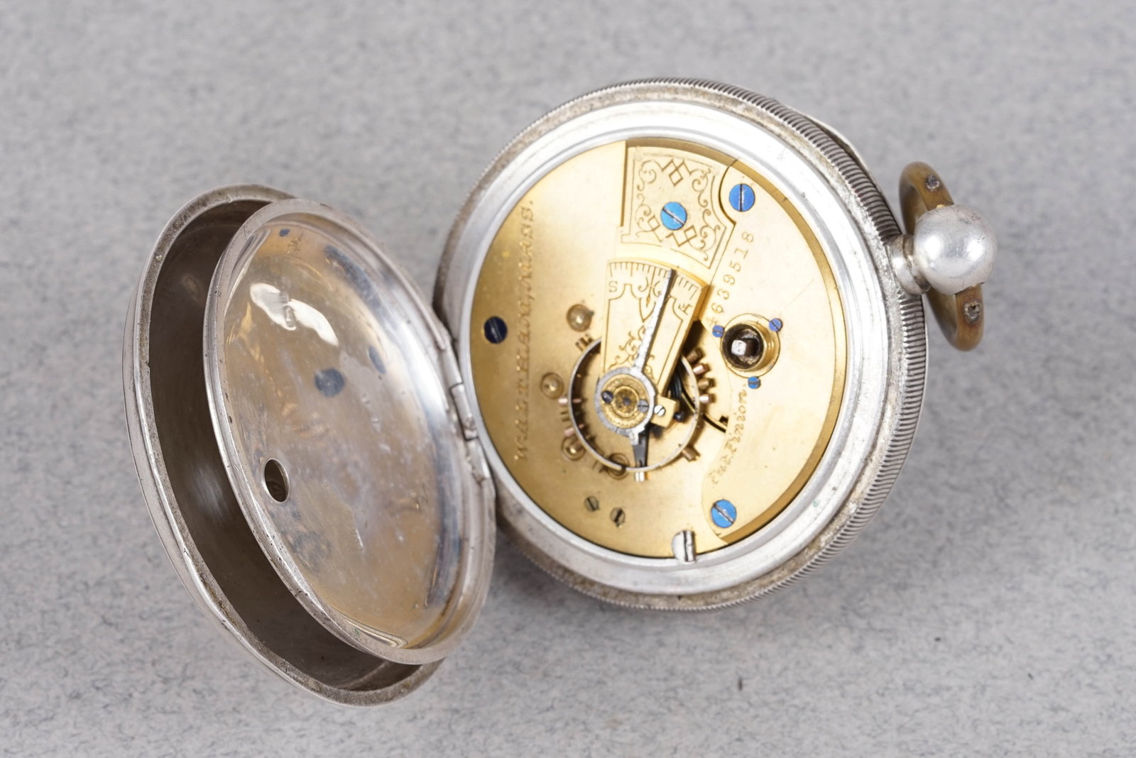 *TO BE SOLD WITHOUT RESERVE* AWW CO AMERICAN WALTHAM CO 925 STERLING SILVER POCKET WATCH - 4