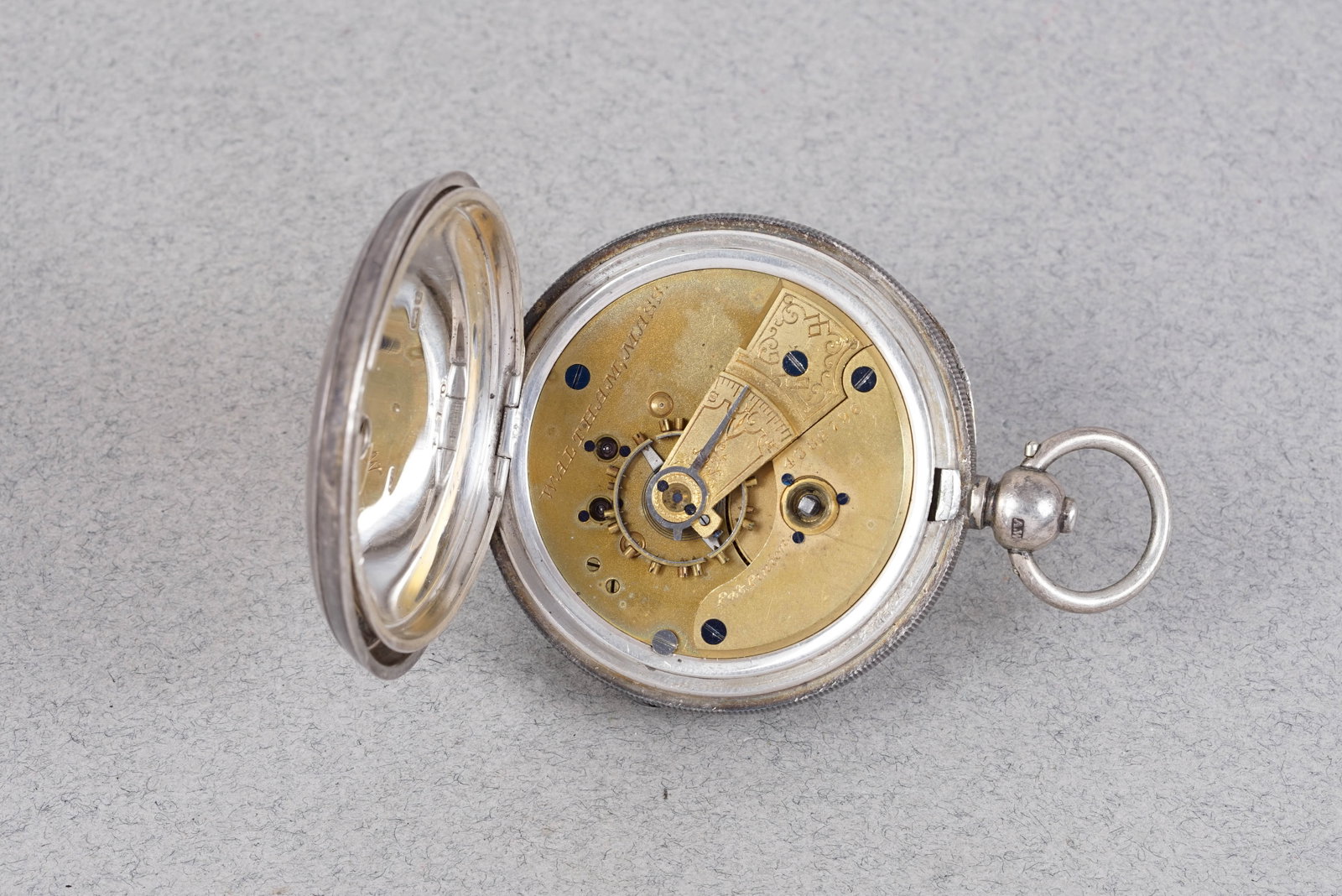 *TO BE SOLD WITHOUT RESERVE* AWW CO AMERICAN WALTHAM CO 925 STERLING SILVER POCKET WATCH CIRCA 1890 - 3