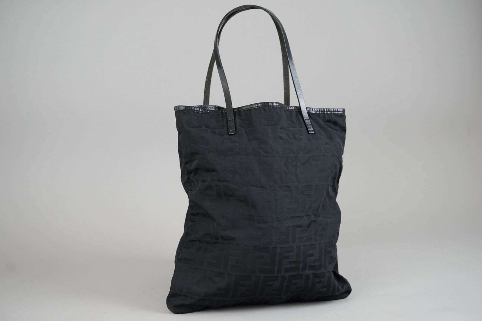 FENDI ZUCCA HANDBAG NYLON CANVAS BLACK - 2