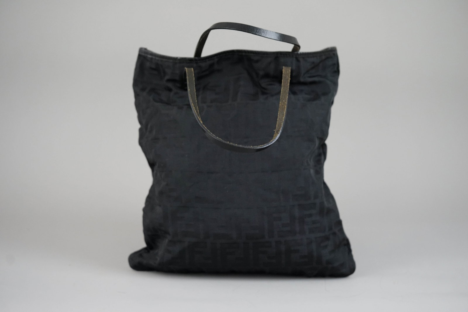 FENDI ZUCCA HANDBAG NYLON CANVAS BLACK - 4